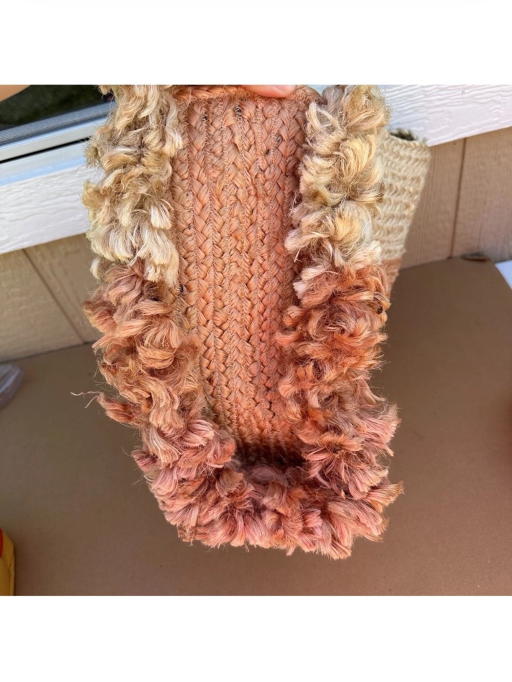 Shiraleah Chiara Ombré Jute Tote Bag Fringe Beach Cruise Pink Coral Peach NWOT - Picture 5 of 7